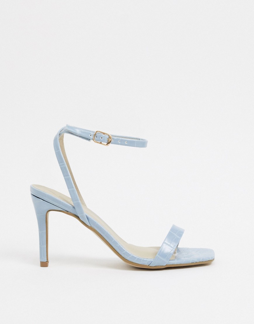 Missguided - Minimalistische sandalen in blauw met krokodileffect