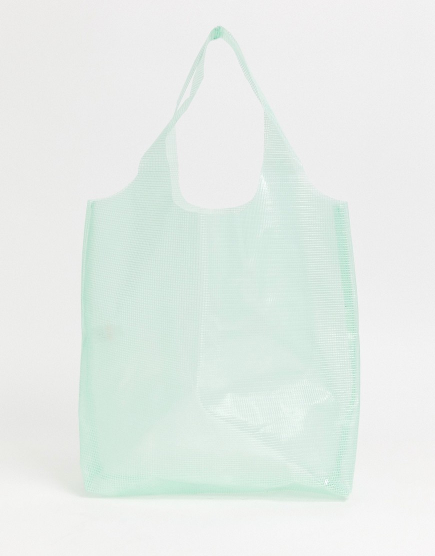 Missguided – Mintfärgad genomskinlig shoppingväska-Grön