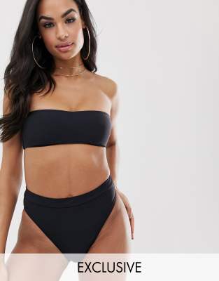 black bandeau bathing suit top