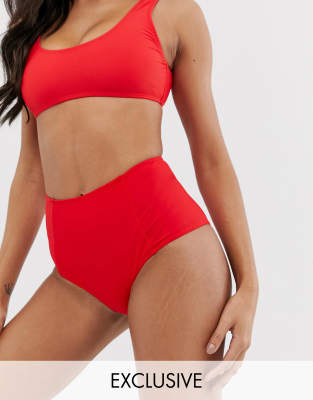 red high waisted bikini bottoms