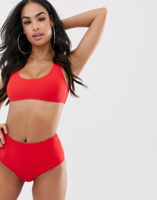 asos red bathing suit