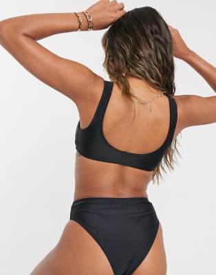 high waisted high leg black bikini bottoms