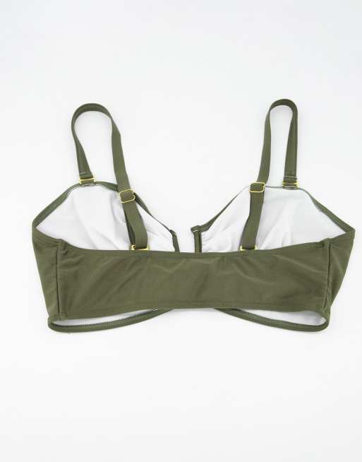 Missguided - Mix & Match - Haut de bikini bandeau avec barre en V pour poitrines généreuses - Vert cendré, 2 de 4