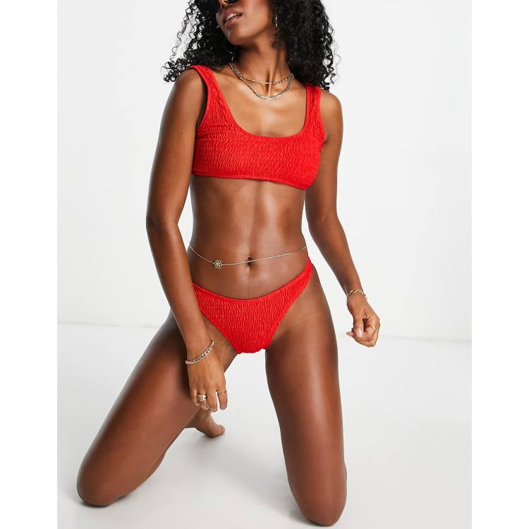 Red Mix & Match High Waisted High Leg Bikini Bottoms