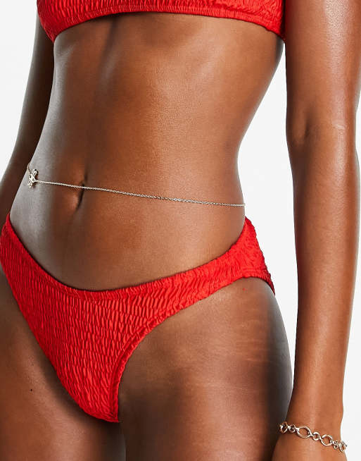 Red Mix & Match High Waisted High Leg Bikini Bottoms