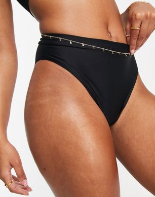 Missguided Mix And Match High Waisted Bikini Bottom In Black