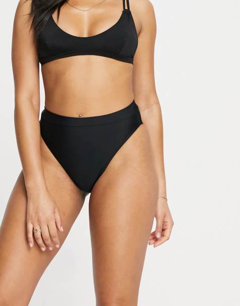 Missguided mix & match high waist bikini bottom in black - view 1