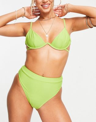 Missguided mix & match high waist bikini bottom in green