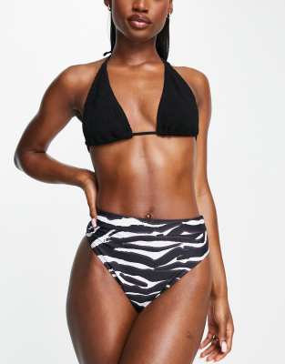 Missguided Missguided mix & match high waist bikini bottom in zebra-Multi