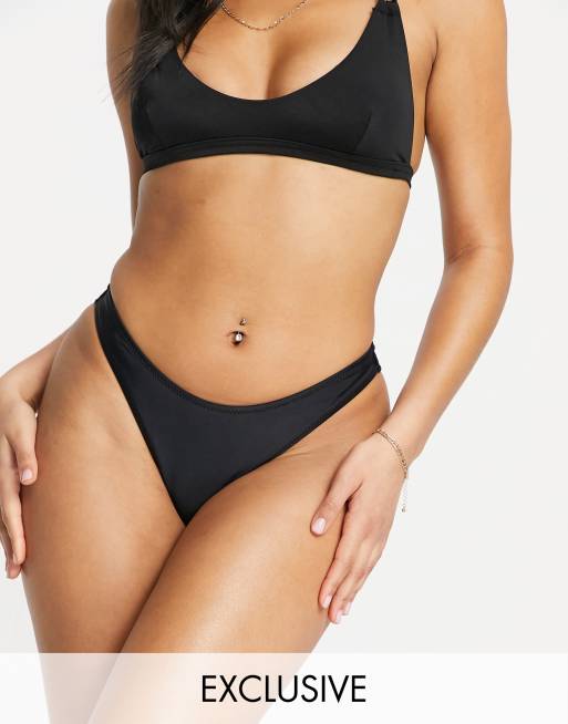 Missguided mix & match super high leg bikini bottom in black