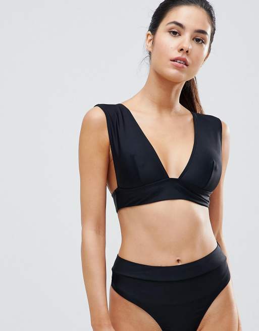 Missguided – Mixa och matcha – Bikiniöverdel med väldigt djup urringning