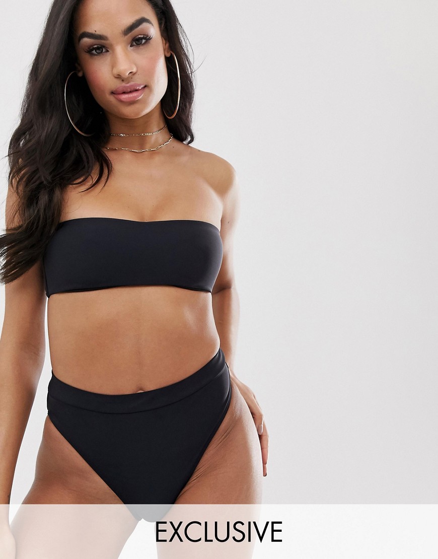 Missguided – Mixa och matcha – Svart bikiniöverdel i bandeau-modell