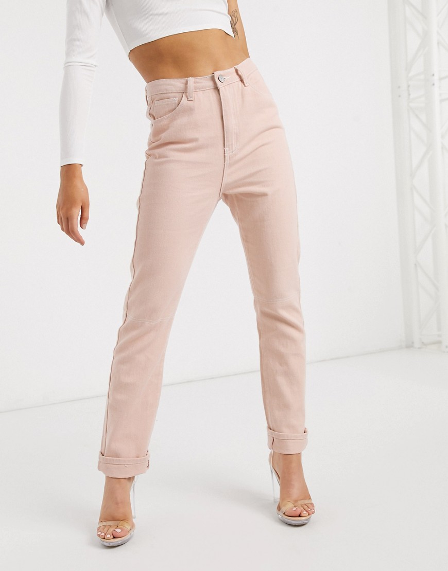 Missguided - Mom jeans in blush-Roze