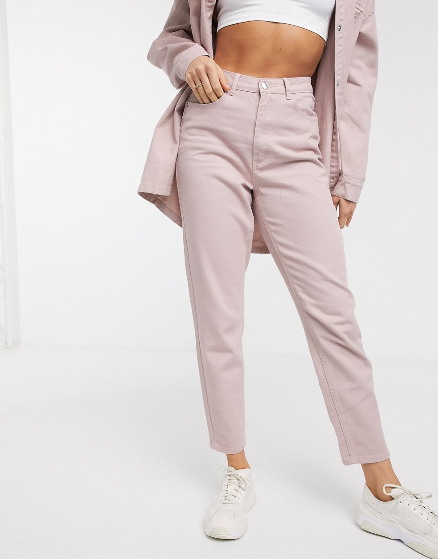 Missguided - Mom jeans in roze, combi-set