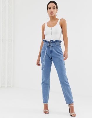 paperbag waist mom jeans