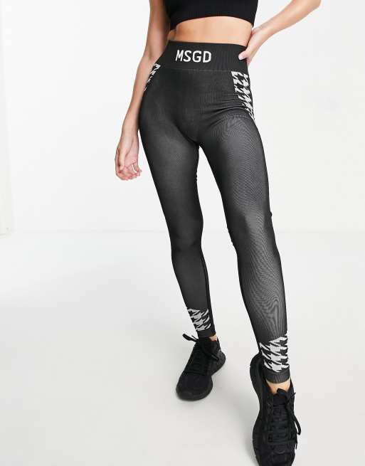 Missguided MSGD Sports seamless leggings in black houndstooth