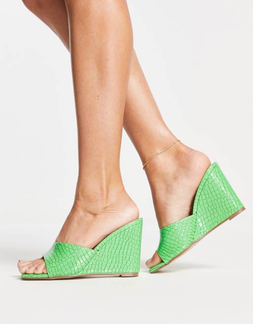 Missguided - Muiltjes met sleehak in groen met krokodillenmotief, 4 van 4