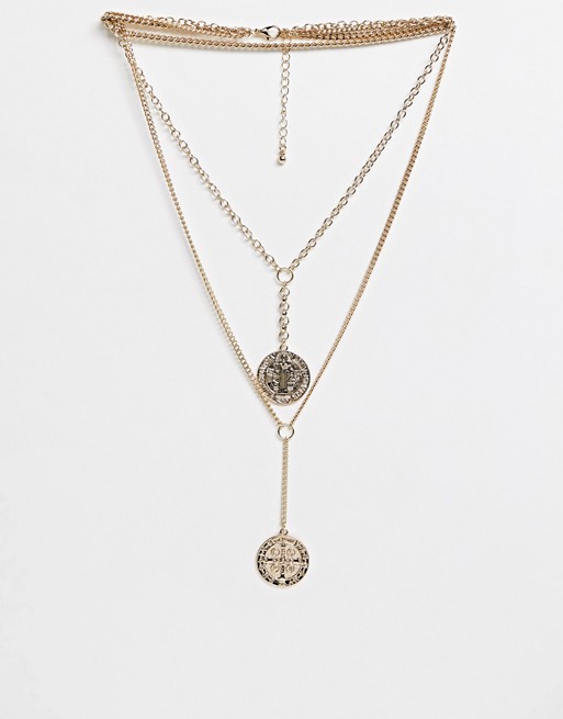 Missguided multi layered coin pendant necklace