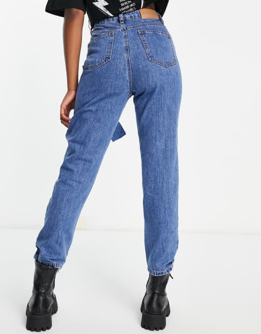 Missguided – Niebieskie jeansy z podwyższonym stanem i prostymi nogawkami, 2 z 4