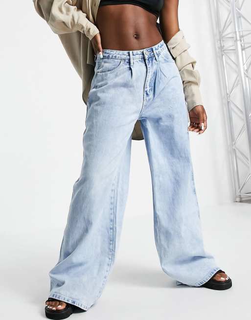Missguided – Niebieskie jeansy z szerokimi nogawkami w stylu lat 90.