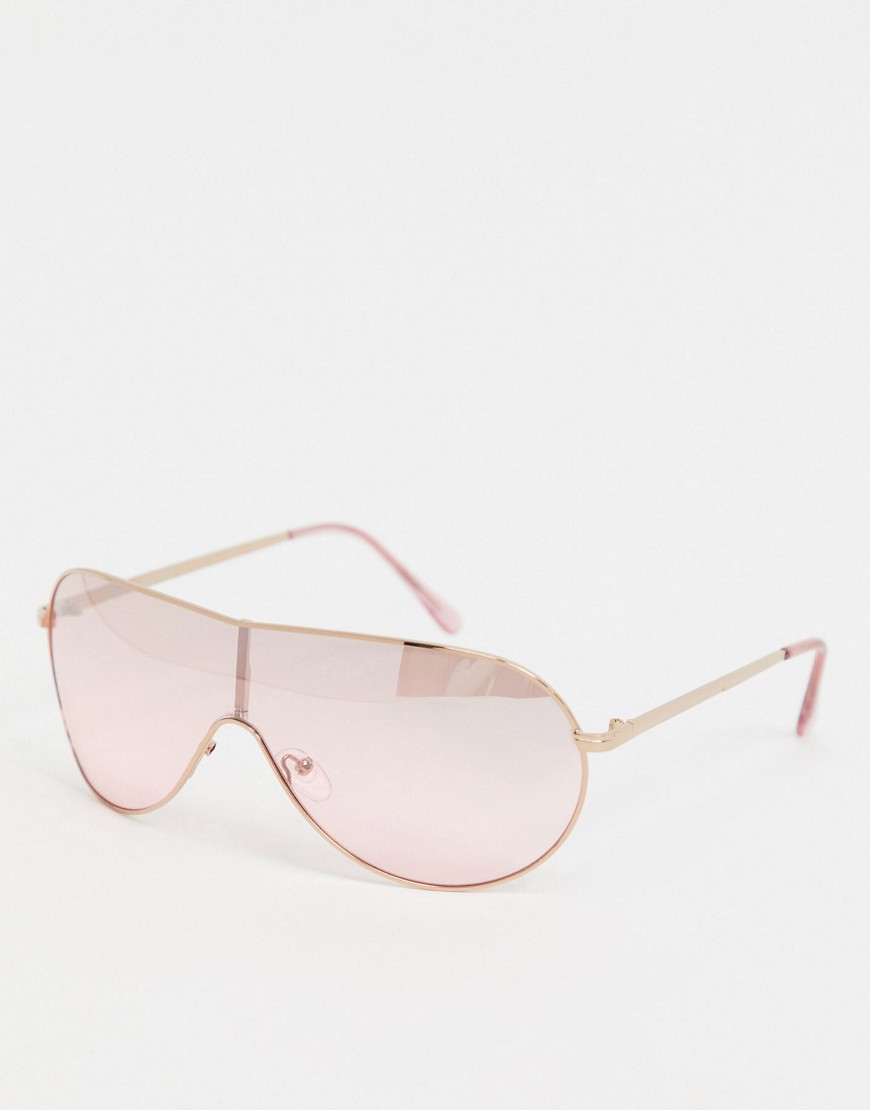 Missguided - Occhiali da sole modello aviatore oro rosa
