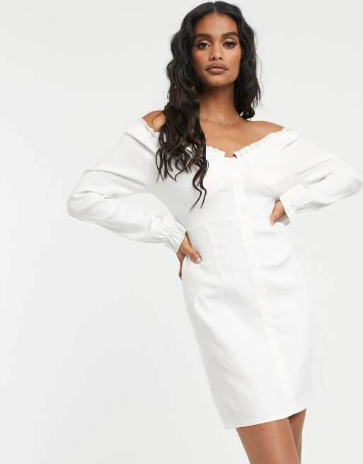 Long sleeve off the 2025 shoulder button down dress