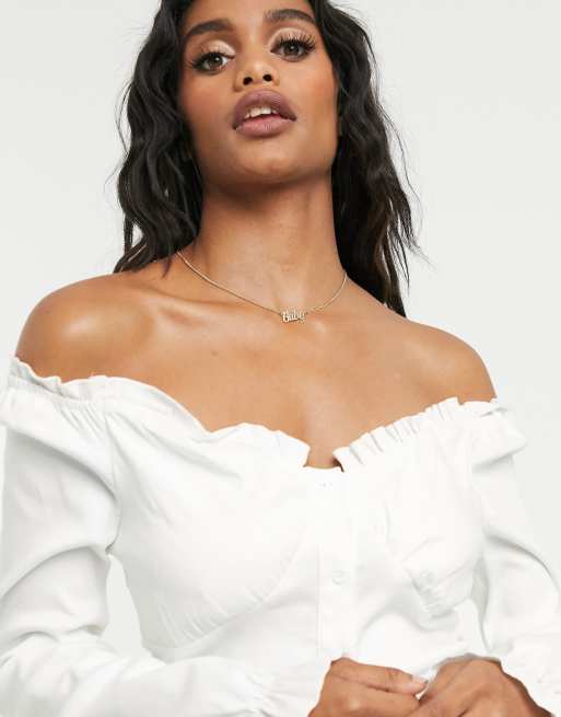 Missguided white hot sale off shoulder dress