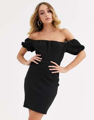 missguided black off the shoulder dress