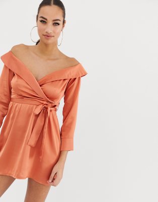 missguided peach dress