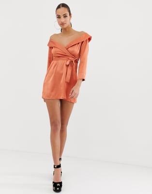 peach satin dress