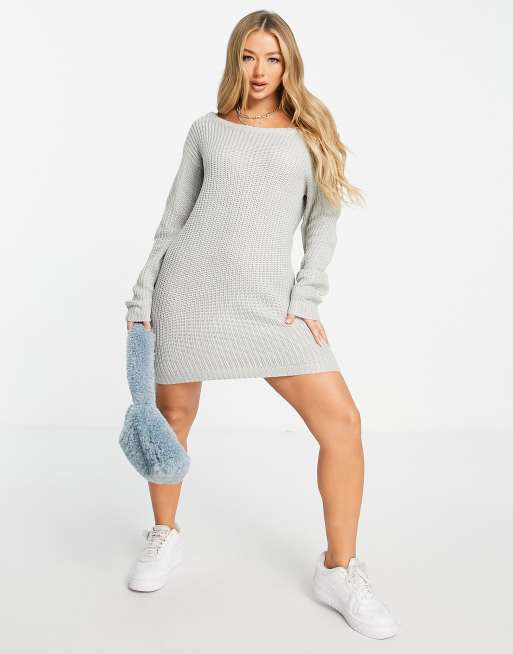 Grey off the shoulder best sale jumper dress