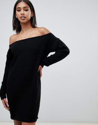 missguided black off the shoulder dress