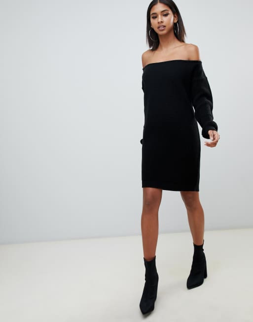 Missguided black off hot sale the shoulder dress