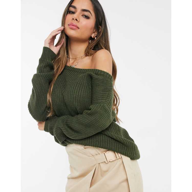 Olive off the deals shoulder sweater