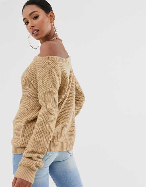Missguided off on sale the shoulder sweater