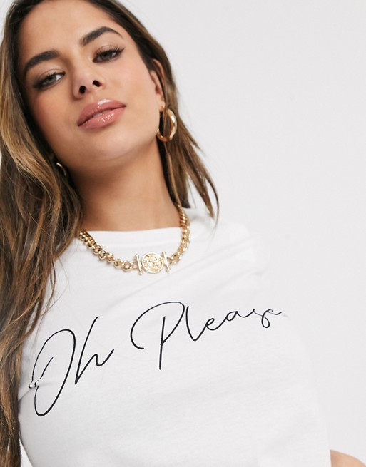 Missguided oh please slogan t shirt
