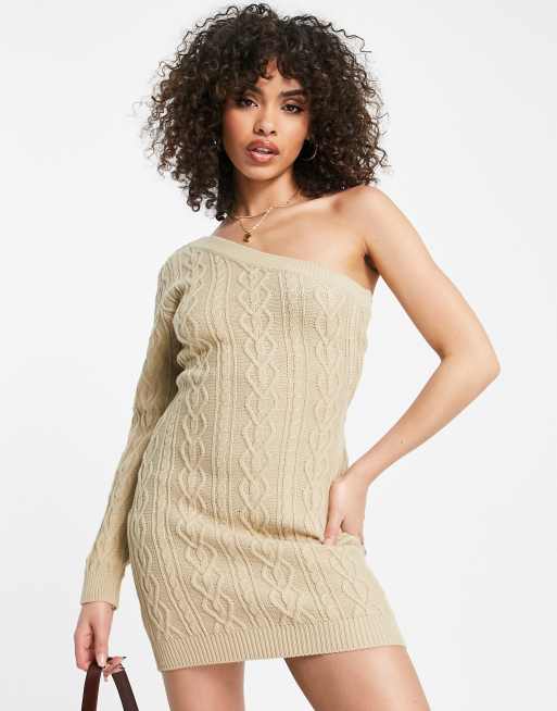 One shoulder shop knit dress