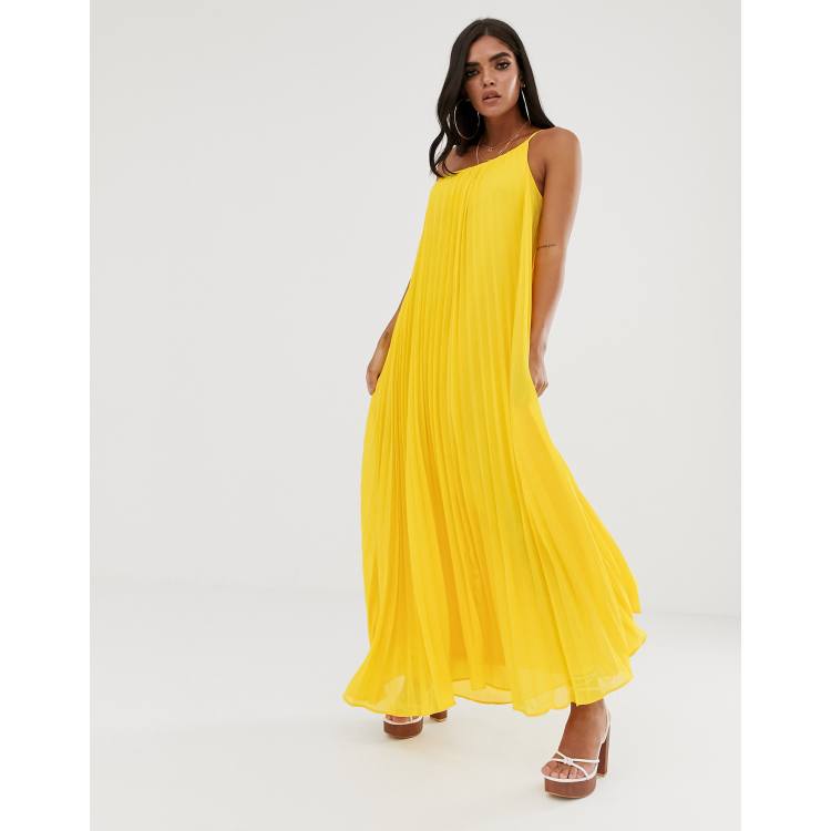 MONOGRAM PLEATED DRESS - MUSTARD