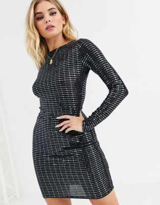 sequin long sleeve bodycon dress