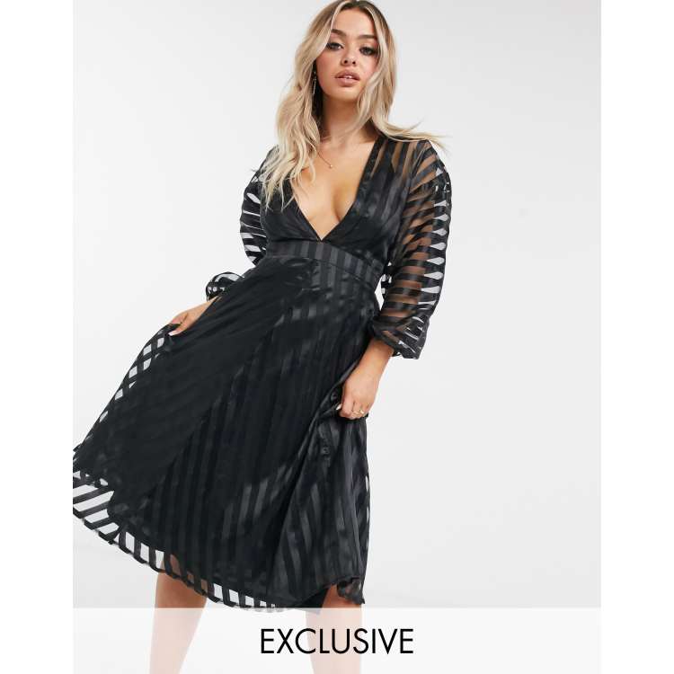 Missguided black short sleeve midi dress online