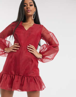 missguided organza asos puff sleeves mini dress