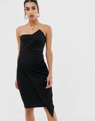 missguided bandeau origami midi dress