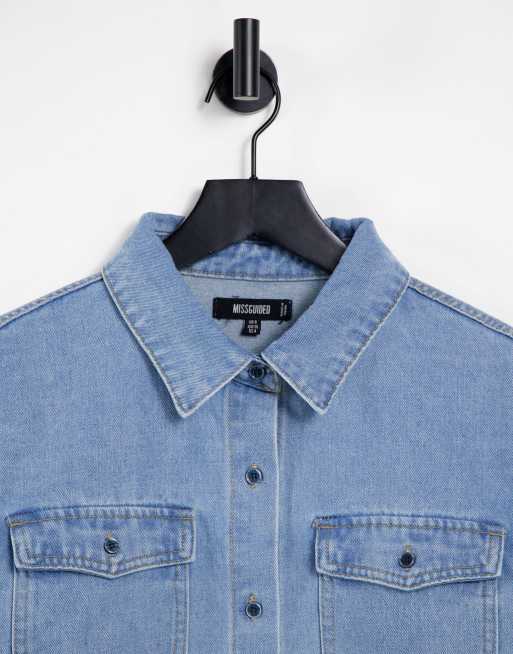 Missguided – Oversize-Hemd in mittlerer Waschung, Kombiteil, 3 von 4