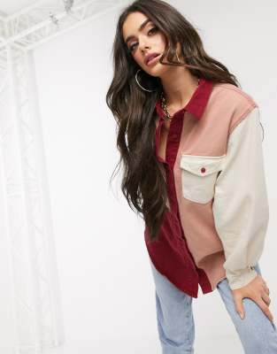 color block denim shirt