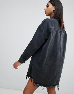 black oversized shirt dress