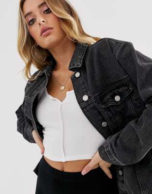 Missguided oversized denim jacket in black ASOS