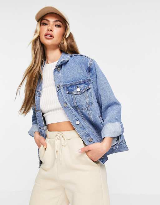 Missguided blue oversized denim jacket best sale