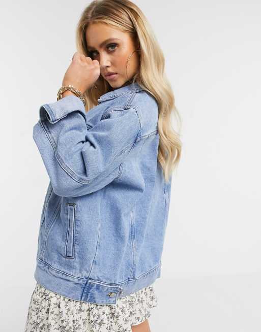 Blue oversized 2024 denim jacket missguided