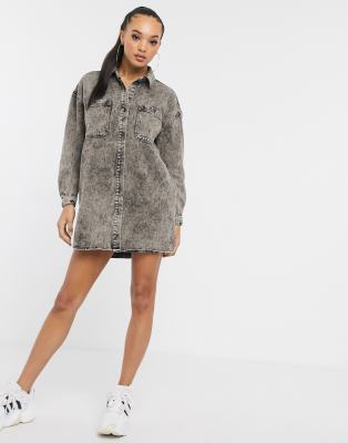 grey denim shirt dress