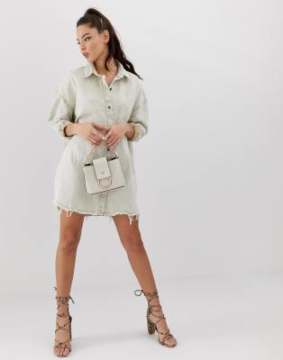 khaki denim shirt dress